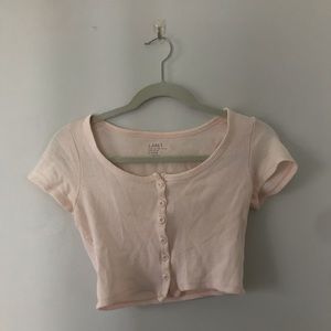 Brandy Melville Pink Baby Rib Tee Button Down